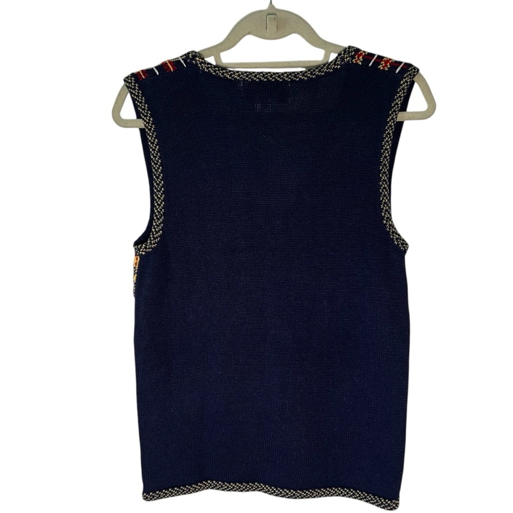 Vintage Hand Embroidered Patchwork Knit Sweater Vest Colorblock Cottagecore S/P - Picture 12 of 16